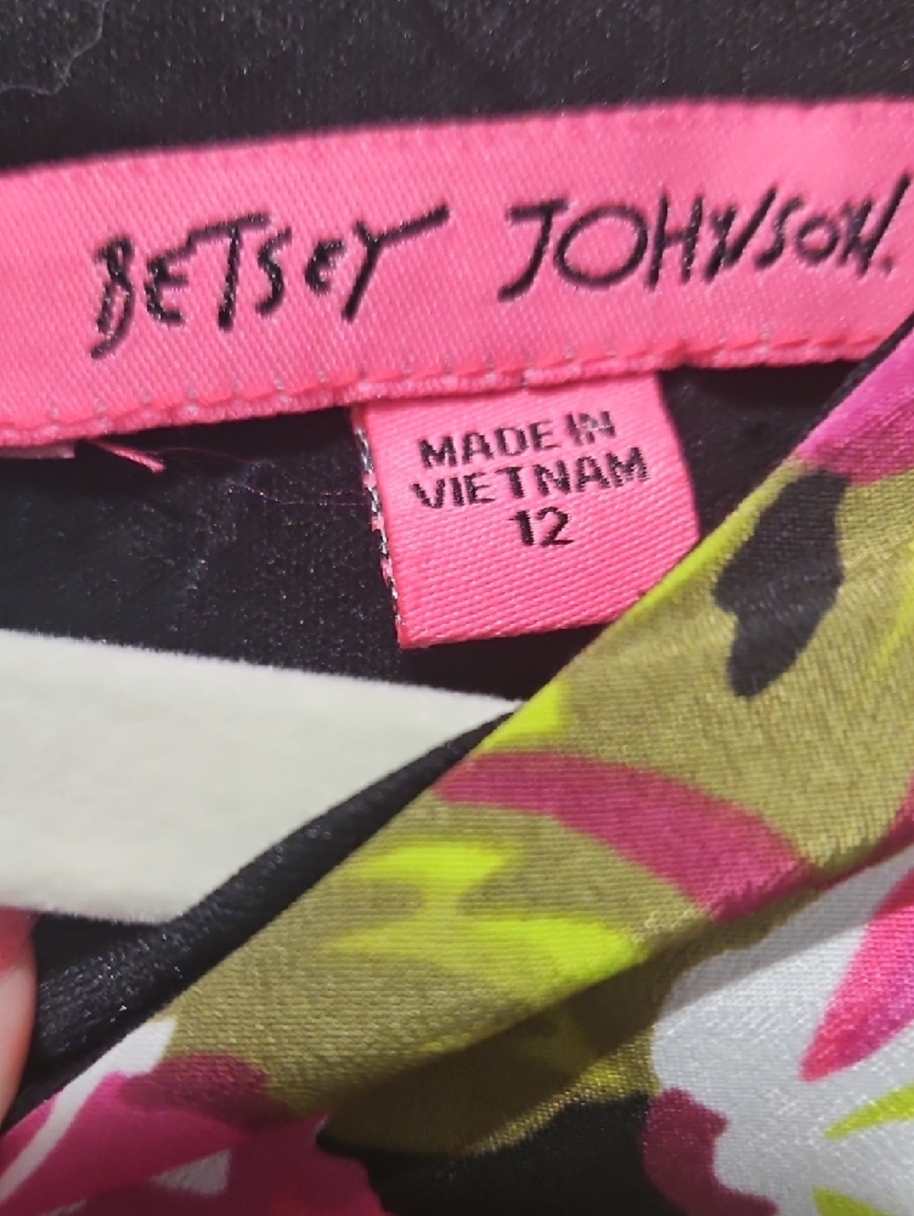 Betsey Johnson 50th Anniversary Black Dress with Pink and Green Floral Print - Picture 2 of 11
